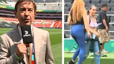 Shakira'yı görünce kendini tutamadı! Canlı yayını bırakıp yanına koştu
