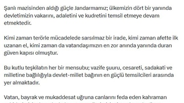 Jandarma'nın 187. yılı kutlu olsun