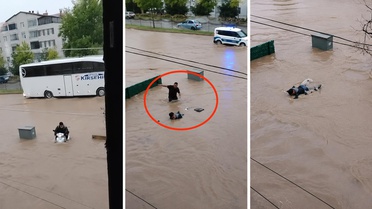 Kırşehir'de motosikletiyle sele kapılan yaşlı adamı vatandaşlar kurtardı