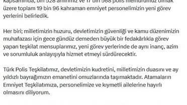 2026 Yılı Emniyet Atamaları Açıklandı