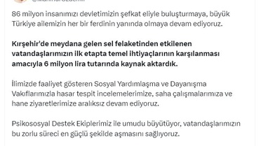 Sel Felaketi İçin 6 Milyon Lira Destek