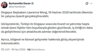 Singapur Başbakanı Türkiye'ye Geliyor