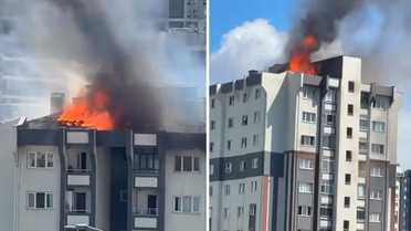 Küçükçekmece'de sitedeki binanın çatısında çıkan yangın nedeniyle 12 kişi hastaneye kaldırıldı