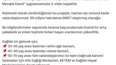 Kanser Taramalarına Davet Uygulaması Başladı