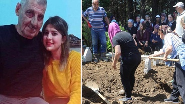 Nişanlı dehşetinde öldürülen baba ve kız yan yana defnedildi