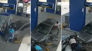 Benzin istasyonunda dehşet: Son hızla daldı, ezdiği yaralıyı çuval gibi yere fırlattı
