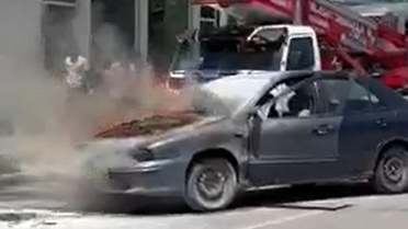 Erzurum'da Araç Yangını