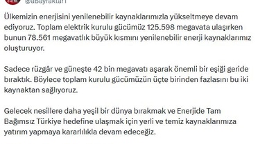 Türkiye'nin Elektrik Gücü 125 Bin MW'ye Ulaştı