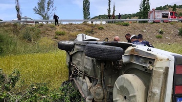 Yozgat'ta takla atan otomobilde 2 kişi yaralandı