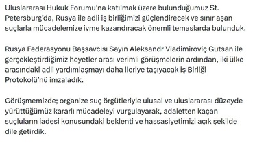 Bakan Gürlek'ten İade Talepleri