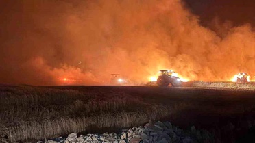 Mazıdağı'nda dün gece çıkan yangında ekili araziler zarar gördü
