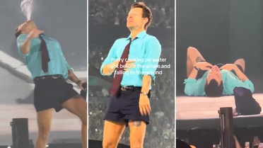 Harry Styles ağzından su püskürtürken nefessiz kaldı! Bir anda yere yığıldı