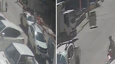 Başına buyruk çöp konteyneri kontrolden çıktı, caddeyi birbirine kattı