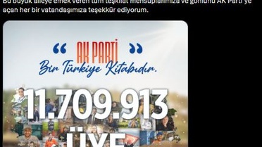 AK Parti üye sayısı 11,7 milyonu aştı