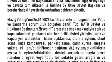 Elazığ'da Etkinlikler 14 Gün Yasaklandı