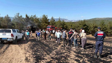 Samsun'da biçerdöverden çıkan yangın 150 dönüm ekili alanı küle çevirdi