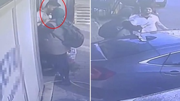 Tacizci kadından yeni görüntü! Öpmek istediği yıkamacı su sıkarak uzaklaştırmış