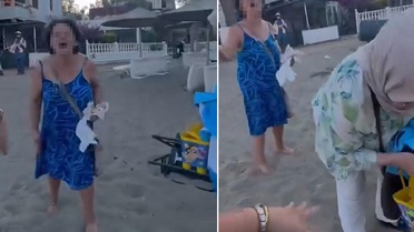 Plajda başörtülü anne ile kızına sözlü saldırıda bulunan kadın gözaltına alındı