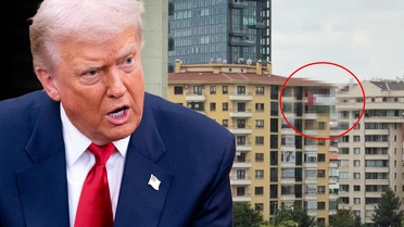 ABD Başkanı Trump'ın kalacağı otelin karşısına Filistin bayrağı asıldı