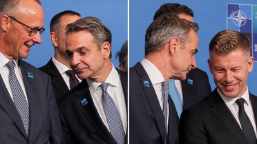 Yunanistan Başbakanı Miçotakis diğer liderleri koklarken kameralara yakalandı
