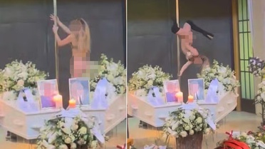 Cenazede bunu da gördük! Yarı çıplak direk dansı yaptı