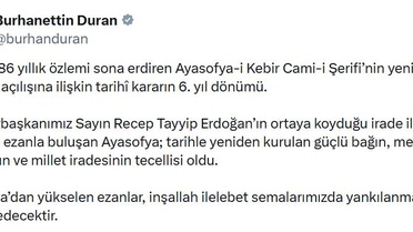 Ayasofya'nın ibadete açılışının 6. yılı