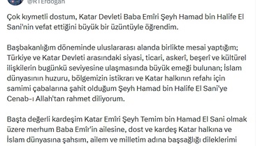 Erdoğan'dan Katar eski Emiri Hamed bin Halife El Sani için taziye