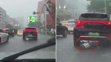 Dünya bu görüntüyü konuşuyor: Selde ilerlerken motoru mu düştü?
