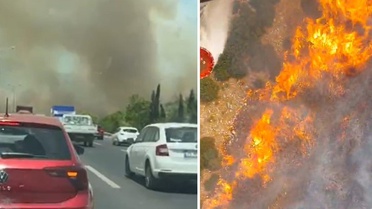 Manisa'nın Akhisar ilçesinde ormanlık alanda yangın