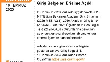 AGS ve ÖABT Giriş Belgeleri Açıklandı