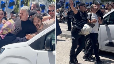 Bakanlığın önünde gergin dakikalar! Polis ekipleri müdahale etti