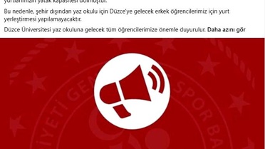 Düzce'de Yurt Kapasitesi Dolu