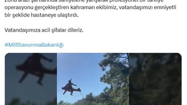 Antalya'da Kaza Geçiren Vatandaş Helikopterle Kurtarıldı