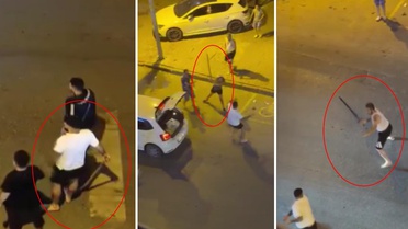 Görüntüler korkunç! Sokak kavgasında kılıçlar konuştu, ortalık bir anda savaş alanına döndü