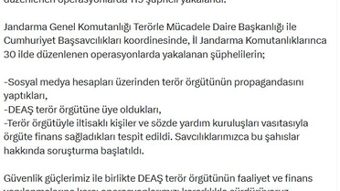 30 İlde DEAŞ Operasyonu: 119 Şüpheli Yakalandı