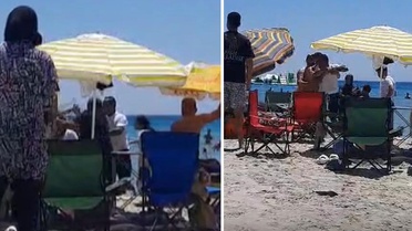 Çeşme'de plajda 'Şemsiyeni açamazsın' kavgası
