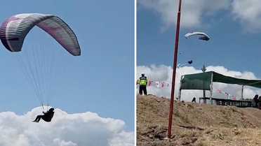 Çorum'da yamaç paraşütü pilotunun düşme anı kamerada