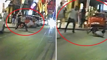 Samsun'da taşkınlık yapan alkollü şahsı tek yumrukla yere serdi: O anlar kamerada