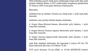 Emeklilere Zam Farkı Ödemesi