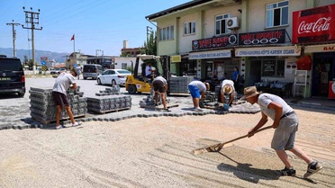 Şehir Hastanesi yoluna parke taşı çalışması