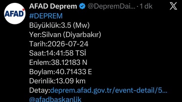 Silvan'da 3.5 Büyüklüğünde Deprem