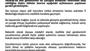 Aksaray'da Özel Gereksinimli Çocuğa Destek