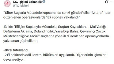 Siber Suç Operasyonları: 127 Gözaltı, 86 Tutuklama