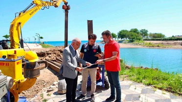 Kordon Park’ın iki etabını birbirine bağlayacak yaya köprüsünde çalışmalar sürüyor