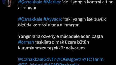 Çanakkale'deki Orman Yangınları Kontrol Altına Alındı