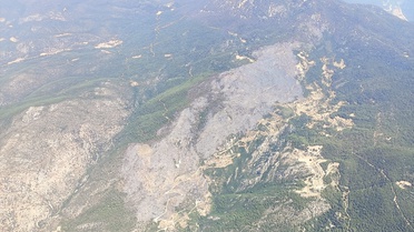 Kaş'ta yangın alanı havadan görüntülendi