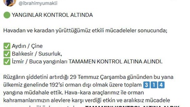 Orman Yangınları Kontrol Altına Alındı