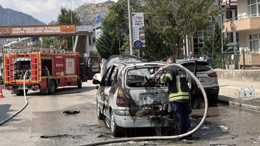 Amasya'da Otomobil Yangını