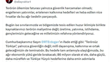 Bakan Bayraktar: Kaynaklarımızı teröre değil üretime yönlendiriyoruz