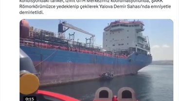 Yalova Açıklarında Tanker Arızası